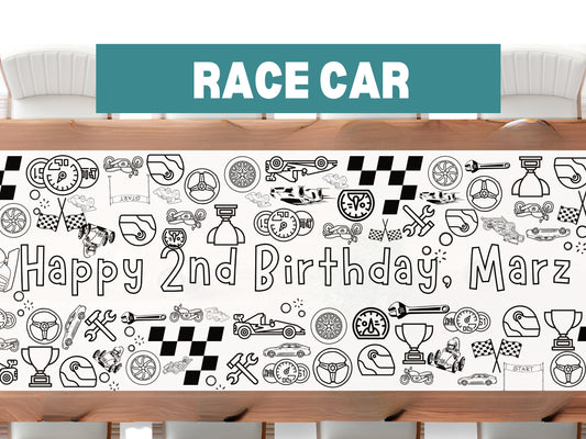 Personalized Race Car Coloring Banner