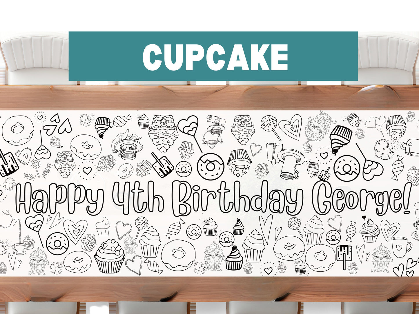 Cupcake Donut Candy Coloring Banner