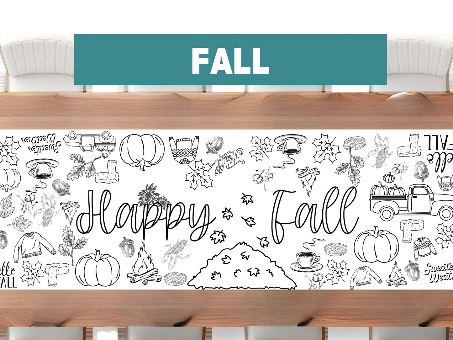 Fall Theme Thanksgiving Coloring Banner