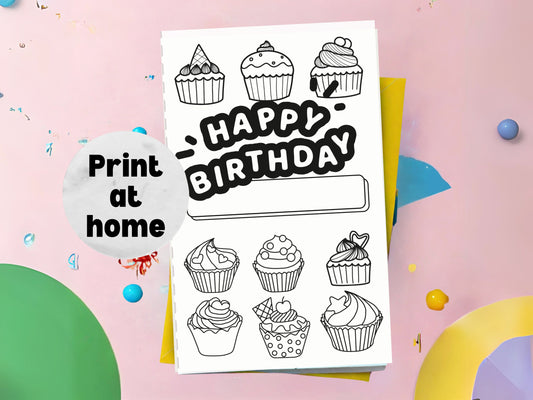 Colorable Birthday Card for Kids