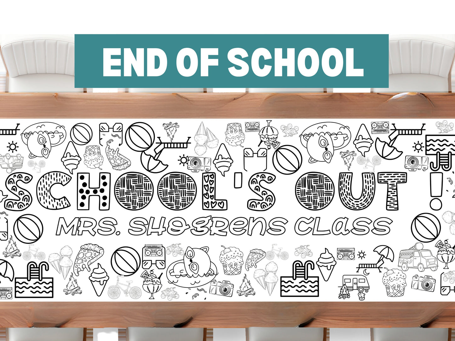 Schools Out Coloring Banner