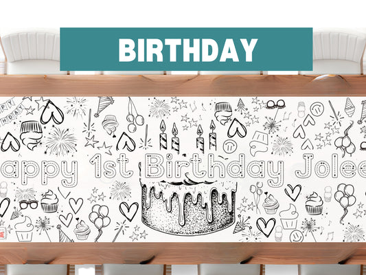 Birthday Cake Coloring Banner