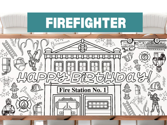 Firefighter Fireman Coloring Banner