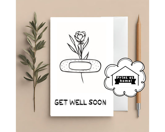 Get Well Soon Card Color in for Kids