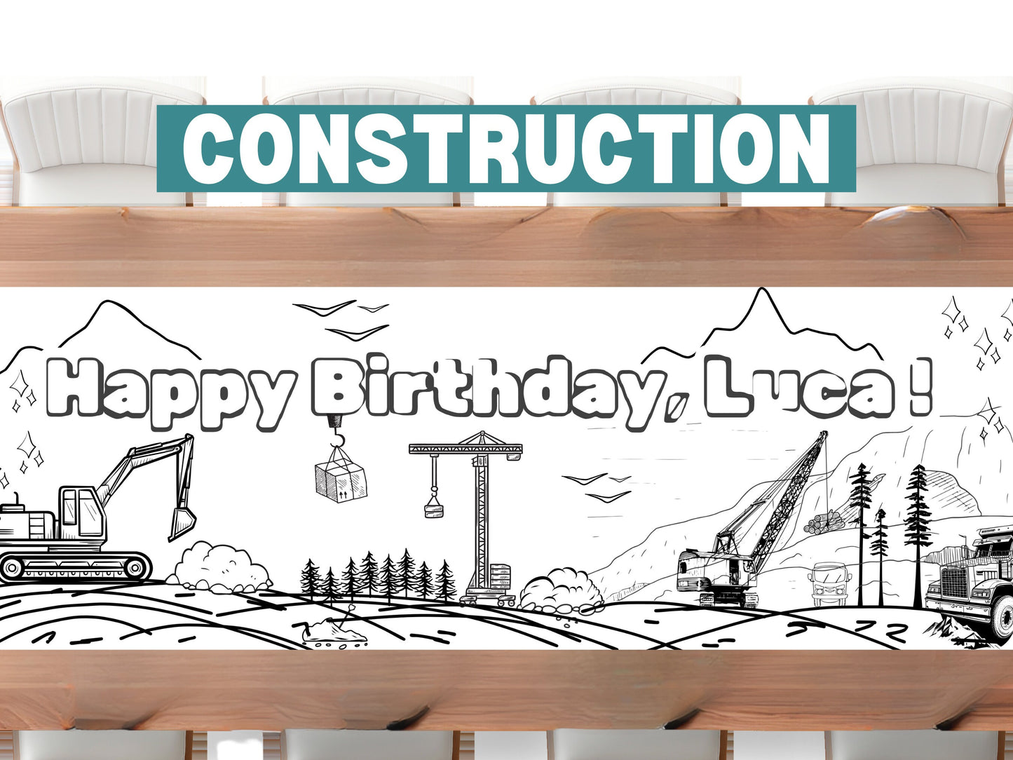 Construction Theme Coloring Banner