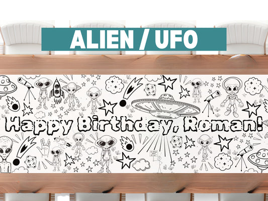 UFO Alien Outer Space Coloring Banner