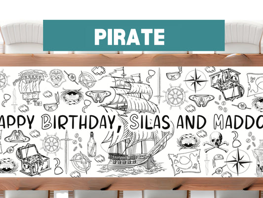 Personalized Pirate Coloring Banner