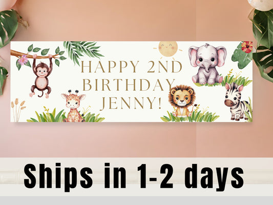 Safari Birthday Backdrop Banner